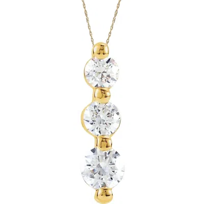 Pompeii3 1ct Diamond Necklace Three Stone Pendant In 10k White Or Yellow Gold In Silver