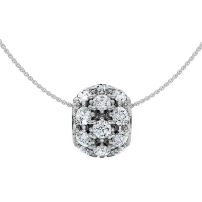 Pompeii3 1ct Diamond Pave Puff Slide Pendant 10k White Gold Necklace In Green