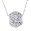 Pompeii3 1ct Diamond Pave Puff Slide Pendant 10k White Gold Necklace In Silver