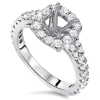 Pompeii3 1ct Diamond Ring Cushion Halo Setting 14k White Gold Semi Mount In Silver