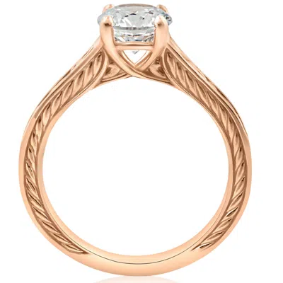 Pompeii3 1ct Diamond Solitaire 14k Rose Gold Engagement Ring Art Deco Lab Grown In Metallic