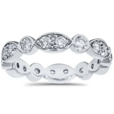 Pompeii3 1ct Diamond Stackable Wedding Eternity Anniversary Ring Band 14k White 7 In Silver