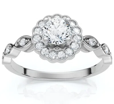 Pompeii3 1ct Diamond Vintage Halo Engagement Ring 14k White Gold Lab Grown Size Selectable In Multi