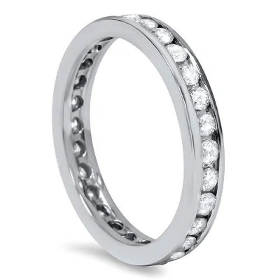 Pompeii3 1ct Diamond Wedding Eternity Stackable 14k Ring New White Gold In Silver