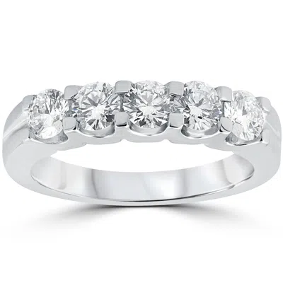 Pompeii3 1ct Diamond Wedding Ring Anniversary Stackable Band 14k White Gold In Silver