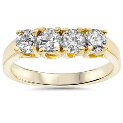 Pompeii3 1ct Diamond Yellow Gold Curve Wedding Ring Enhancer In Silver