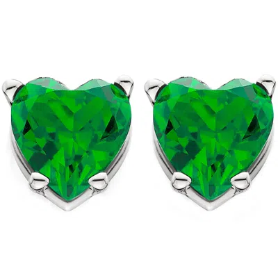 Pompeii3 1ct Emerald Heart Studs In 14k White, Yellow, Or Rose Gold Earrings In Brown