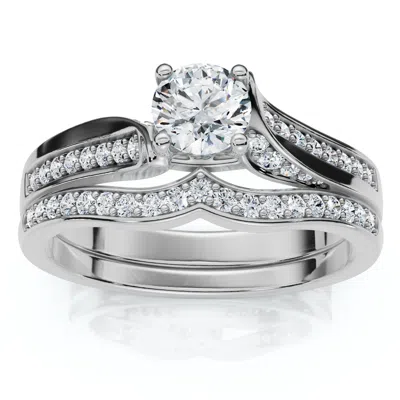Pompeii3 1ct Engagement Wedding Ring Set 14k Gold Or Platinum Lab Grown In Silver