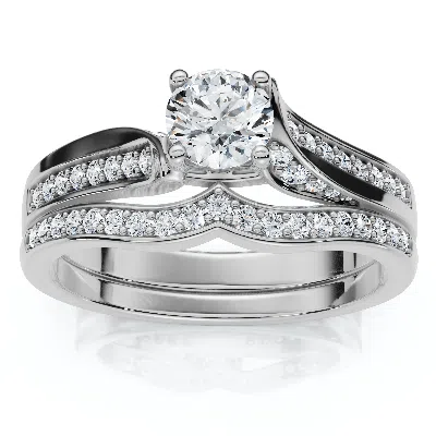Pompeii3 1ct Engagement Wedding Ring Set 14k Gold Or Platinum Lab Grown In Silver