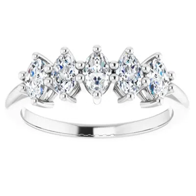 Pompeii3 1ct Five Stone Marquise Diamond Wedding Ring In 14k White Or Yellow Gold In Silver