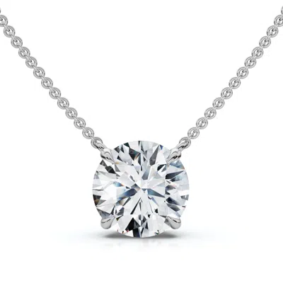 Pompeii3 1ct Floating Solitaire Diamond Pendant 14k Gold Women's 18" Necklace Lab Grown In White