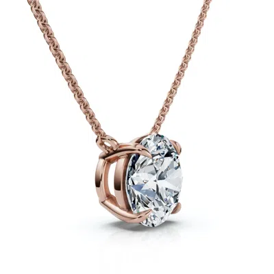 Pompeii3 1ct Floating Solitaire Diamond Pendant 14k Gold Women's 18" Necklace Lab Grown In Multi