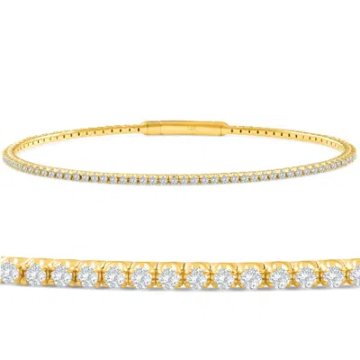 Pompeii3 1ct F/vs Diamond Flexible Oval Bangle Women's Bracelet 14k Yellow Gold Lab Grown In Multi