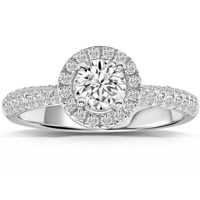 Pompeii3 1ct Halo Diamond Accent Ring White Gold Lab Grown In Silver
