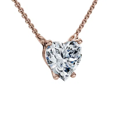 Pompeii3 1ct Heart Shape Diamond Solitaire Diamond Pendant 14k Gold Necklace Lab Grown In Multi