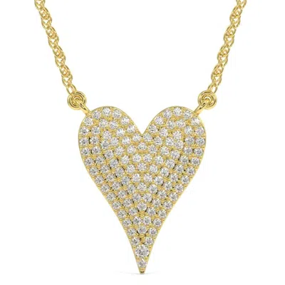 Pompeii3 1ct Heart Shape Natural Diamond Pave Pendant In White Or Yellow Gold Necklace In Red