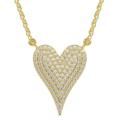 Pompeii3 1ct Heart Shape Natural Diamond Pave Pendant In White Or Yellow Gold Necklace