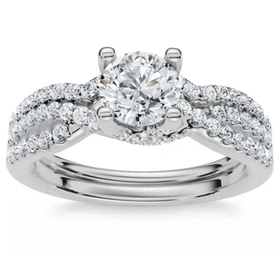 Pompeii3 1ct Infinity Diamond Engagement Wedding Ring Set 14k White Gold Size Selectable In Silver
