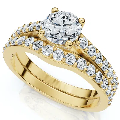 Pompeii3 1ct Jessi Diamond Engagement Wedding Ring Set 14k Gold Lab Grown In Metallic