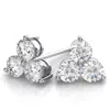 Pompeii3 1ct Lab Grown Diamond 3 Stone Studs Womens Earrings 14k White Gold In Silver