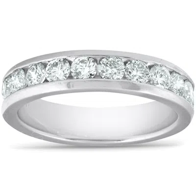 Pompeii3 1ct Lab Grown Diamond Wedding Ring Platinum Channel Set Eco Friendly In Silver