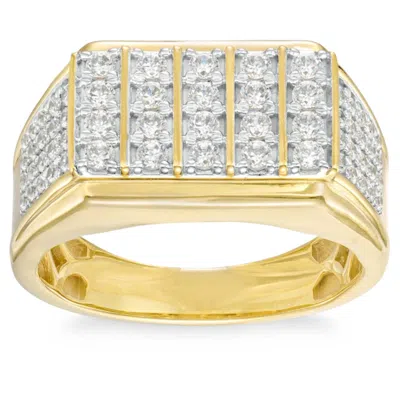 Pompeii3 1ct Men's Diamond Rectangle Multi-row Ring In 10k Yellow Gold