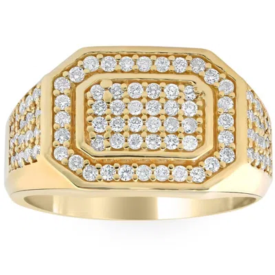 Pompeii3 1ct Men's Diamond Ring 10k Yellow Gold In Pattern