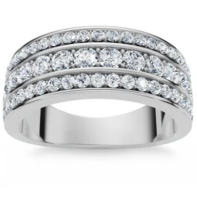 Pompeii3 1ct Men's Diamond Wedding Anniversary Ring 10k Gold Lab Grown In Silver