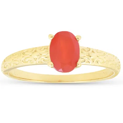 Pompeii3 1ct Mexican Fire Opal Vintage Ring 14k Yellow Gold In Multi