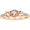 Pompeii3 1ct Morganite & Diamond 3-stone Ring 10k Rose Gold In Silver