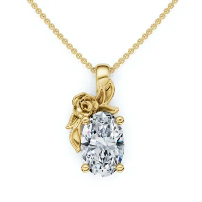 Pompeii3 1ct Oval Diamond Pendant 14k Gold Lab Grown Necklace