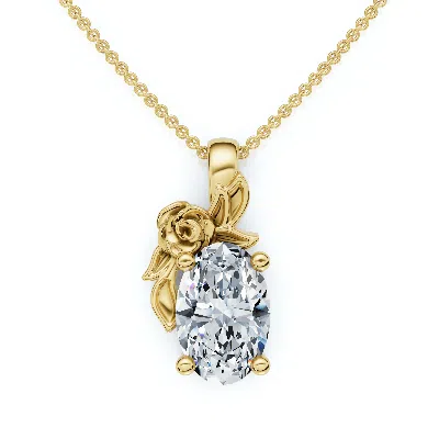 Pompeii3 1ct Oval Diamond Pendant 14k Gold Lab Grown Necklace