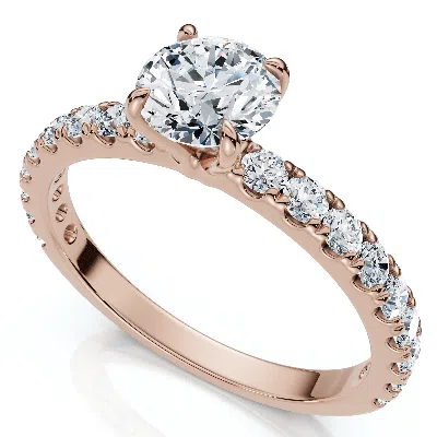 Pompeii3 1ct Pave Diamond Round Cut Engagement Ring Gold Lab Grown In Metallic