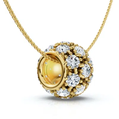 Pompeii3 1ct Pave Puff Slide Diamond Pendant Women's Necklace 18" Lab Grown Gold