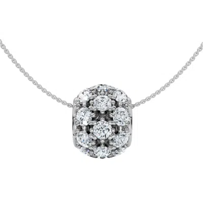 Pompeii3 1ct Pave Puff Slide Diamond Pendant Women's Necklace 18" Lab Grown Gold In White