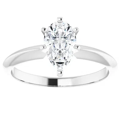Pompeii3 1ct Pear Moissanite Solitaire Engagement Ring 14k White Yellow Or Rose Gold In Silver