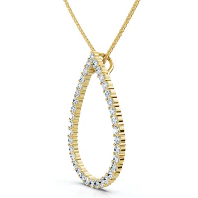 Pompeii3 1ct Pear Shape Diamond Pendant White Or Yellow Gold Lab Grown 1.25" Tall