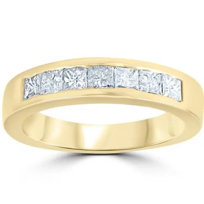 Pompeii3 1ct Princess Cut Diamond Wedding Anniversary Ring 14k Yellow Gold In Silver