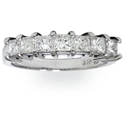 Pompeii3 1ct Princess Cut Diamond Wedding Anniversary Ring In Silver