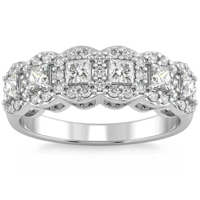 Pompeii3 1ct Princess Cut Diamond Wedding Ring Stackable Band 14k Gold Lab Grown In Multi