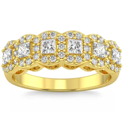 Pompeii3 1ct Princess Cut Diamond Wedding Ring Stackable Band 14k Gold Lab Grown In Silver