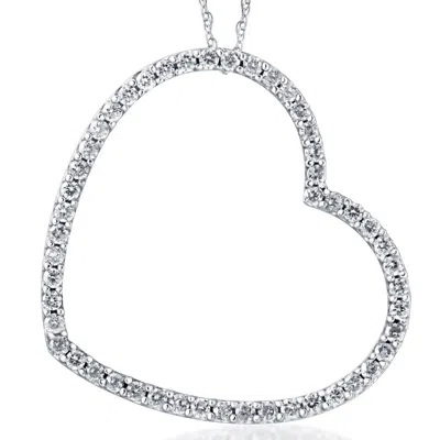 Pompeii3 1ct Real Diamond Large Heart Shape Pendant White Gold In Neutral