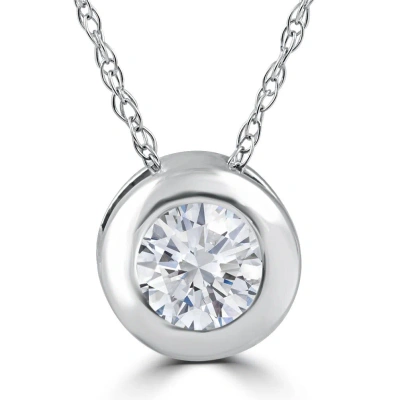 Pompeii3 1ct Round Bezel Solitaire Diamond Pendant 14k White Gold In Multi