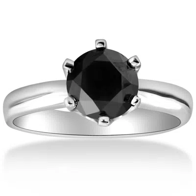 Pompeii3 1ct Round Black Solitaire Diamond White Gold Engagement Ring In Multi