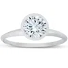 Pompeii3 1ct Round Cut Diamond Bezel Solitaire Engagement Ring 14k White Gold In Multi