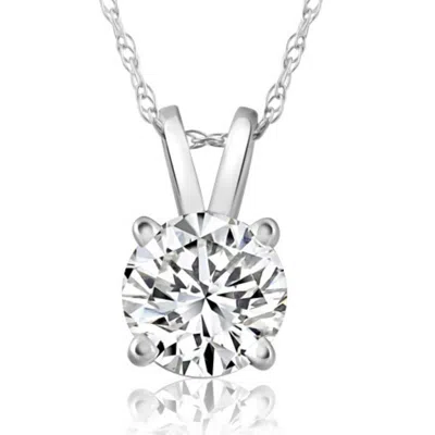 Pompeii3 1ct Round Cut Natural Diamond Solitaire Pendant 14k White Gold In Multi