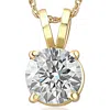 Pompeii3 1ct Round Diamond Solitaire Pendant 14k Yellow Gold In Silver