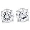 Pompeii3 1ct Round Diamond Stud Earrings In 14k Whte Gold With Screw Backs In Silver
