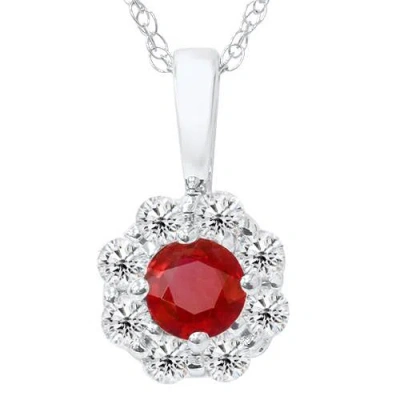 Pompeii3 1ct Ruby Diamond Halo Pendant 14k White Gold In Multi