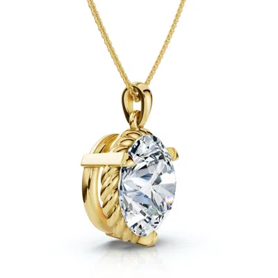 Pompeii3 1ct Solitaire Braided Diamond Pendant 14k Gold 18" Necklace Lab Grown Ef/vs